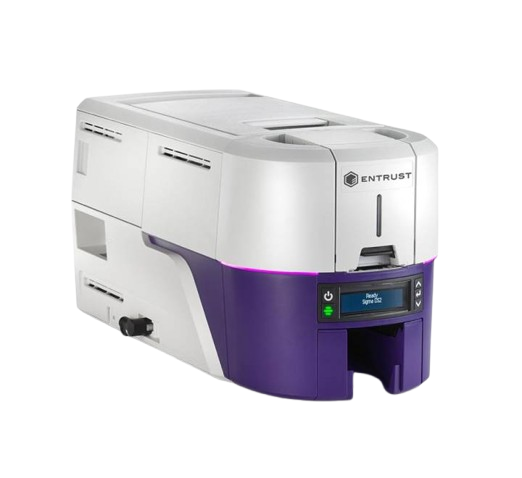 Front view of the Entrust Sigma DS2 Duplex Direct-to-Card Printer highlighting dual-sided card handling at ICT.com.mm.