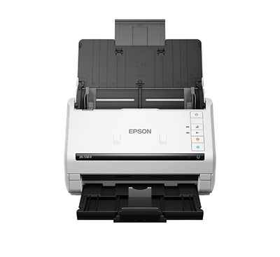 Epson DS-530 II color duplex sheet-fed document scanner folded compact desktop position front view