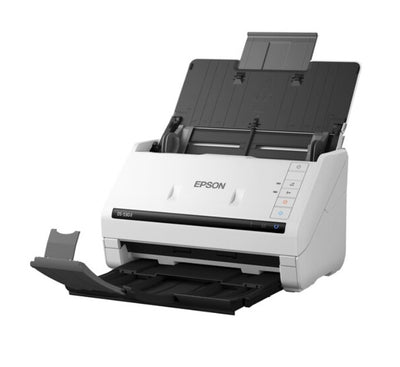 Rear interface hardware close up view of the Epson DS-530 II scanner displaying the SuperSpeed USB 3.0 port and DC power input