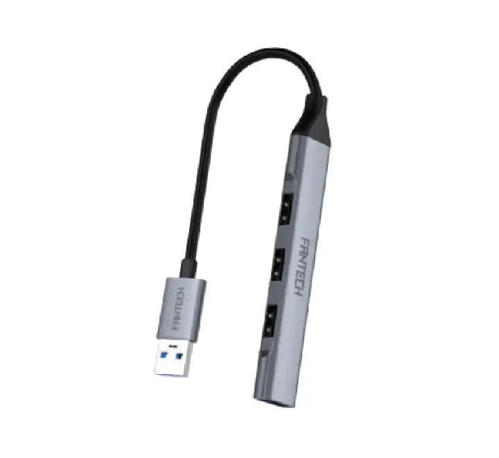 Fantech HA3041 NeraLINK 4-port USB hub with a sleek grey aluminum finish and USB-A connector.