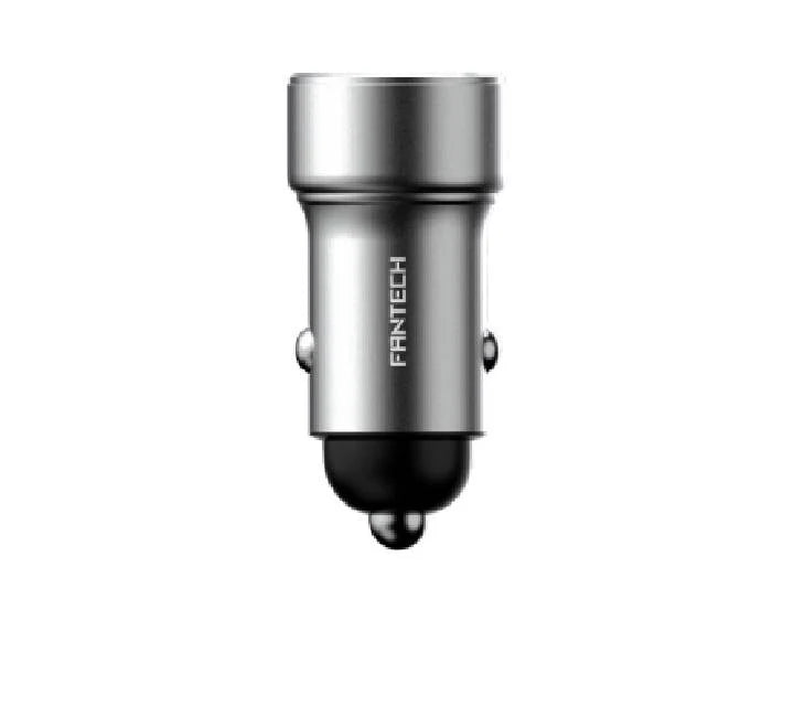 Fantech PME151 Power Mover 15W dual USB car charger in premium silver aluminum finish.