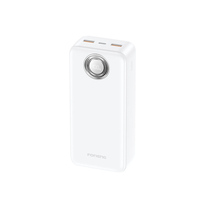 Foneng PX103 30000mAh Power Bank in White with sleek water ripple design
