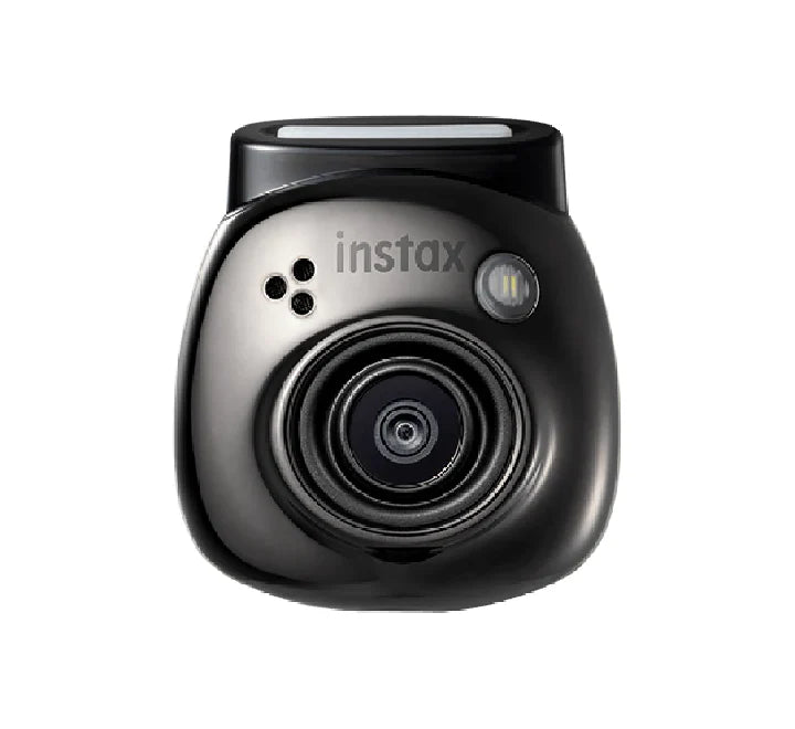 Fujifilm instax Pal digital camera in Milky White showing the front lens and compact design.