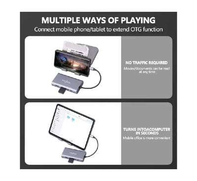 GOOJODOQ 11 In 1 Multiple USB C HUB Laptop Docking Station Type C Dock HDMI PD 3.0 USB RJ45 VGA PD AUX TF/SD