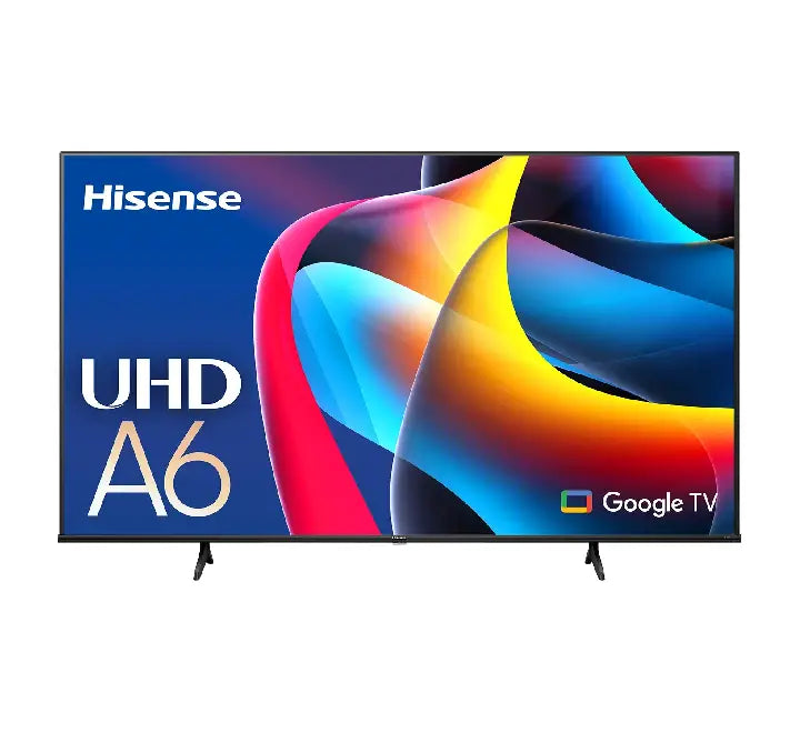 Hisense 50A6K 50-inch 4K UHD Smart Google TV front view featuring UHD A6 display screen and Google TV OS logo