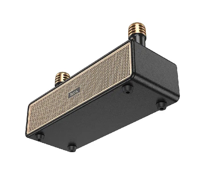 HOCO BS63 Graceful wireless Bluetooth speaker featuring wooden cabinet and PU leather finish front view