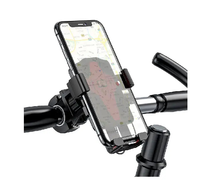 HOCO CA73 Flying bicycle and motorcycle phone holder front view showing red accents and corner grips
