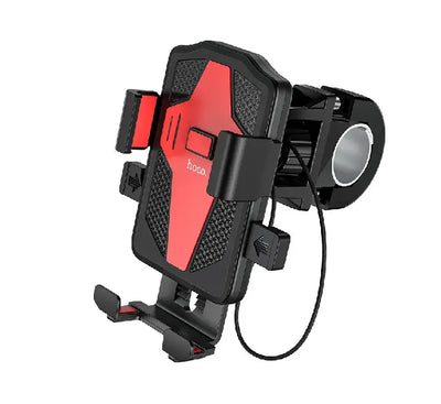 HOCO CA73 Flying bicycle and motorcycle phone holder front view showing red accents and corner grips