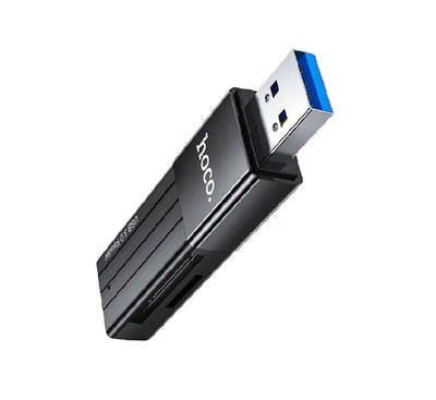 HOCO HB20 Mindful 2-in-1 USB 3.0 card reader in black showing front design and logo