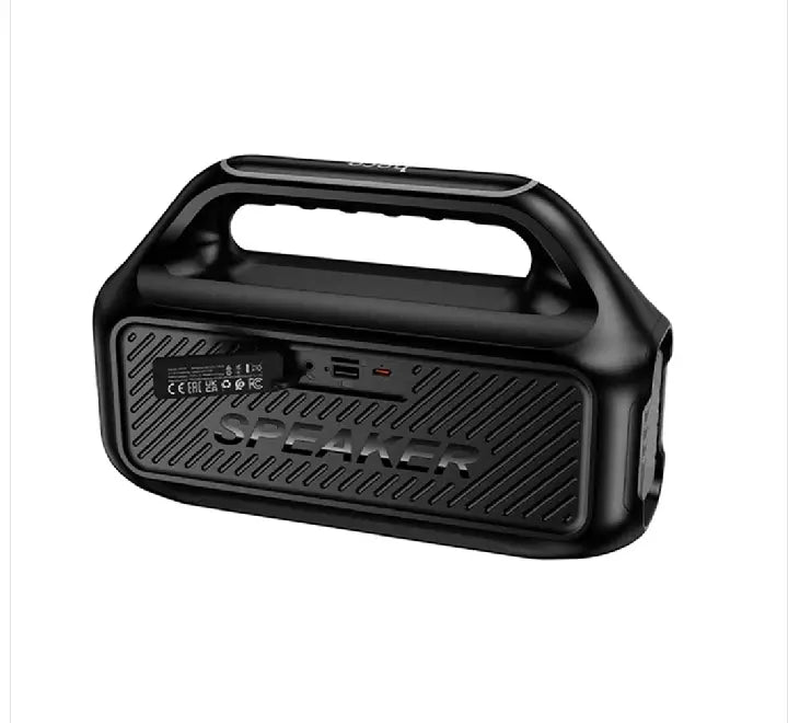 HOCO HC47 Delight 30W portable Bluetooth speaker in black with dynamic LED lighting front view