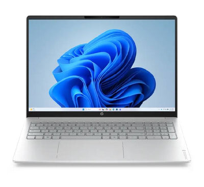 HP OmniBook 3 Laptop 16-bu0233TU front closed view in glacier silver aluminum.