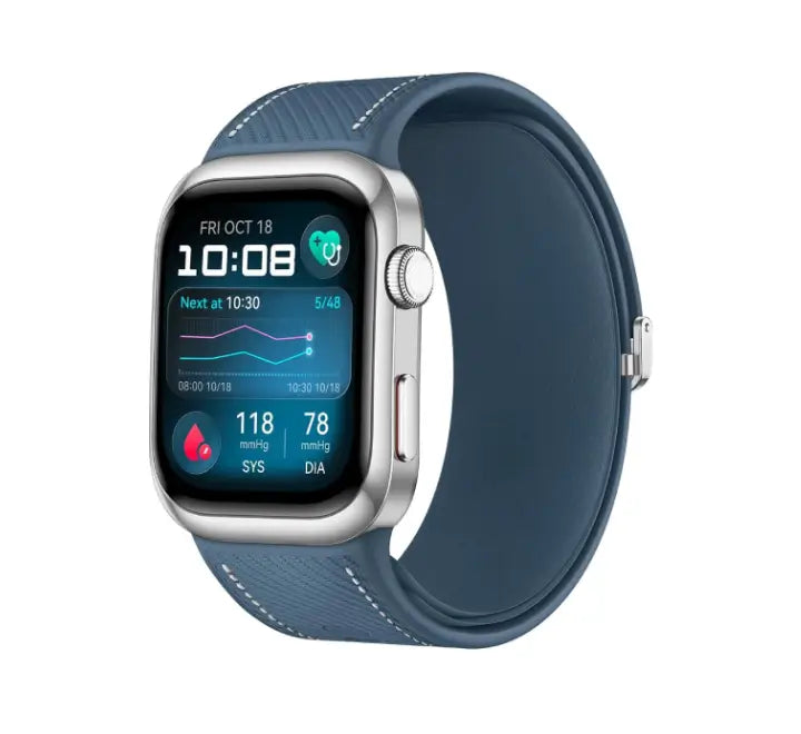 HUAWEI Watch D2 Blue edition displaying 1.82-inch AMOLED screen and health tracking metrics