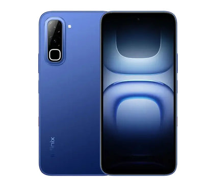 Infinix HOT 70 256GB in Dive Blue color variant highlighting rear dual AI camera layout.