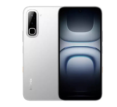 Infinix HOT 70 smartphone in Silver Dancer finish showcasing sleek side profile and metallic look.