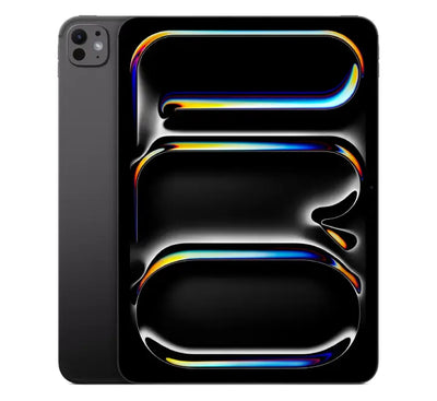 Front view of the 11-inch Apple M5 iPad Pro in Space Black, displaying the Ultra Retina XDR Tandem OLED screen.