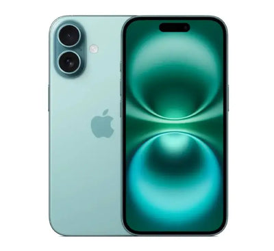 Back design of the Teal iPhone 16 featuring the 48MP Fusion camera system and physical Camera Control button.