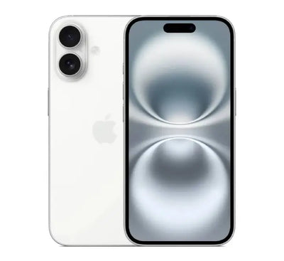White iPhone 16 dual SIM edition displayed at an angle showcasing the aerospace-grade aluminum edge.