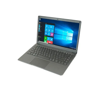 Side profile of slim Iron Grey Jumper EZbook X3 laptop displaying USB and Mini HDMI connectivity ports.