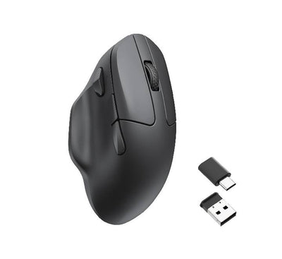 Top-down view of the lightweight 63g Keychron M7 wireless mouse showcasing its sleek matte black finish.