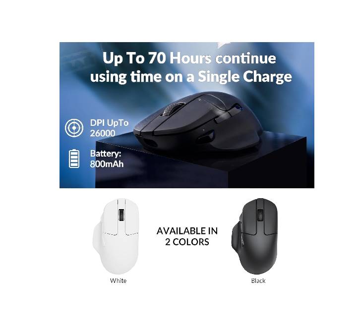 Keychron M7 wireless mouse displaying its versatile tri-mode connectivity options for office and gaming setups.