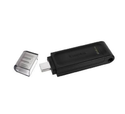 Kingston DataTraveler 70 64GB USB-C Flash Drive front view on white background