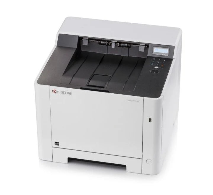 Two-line LCD display and control panel of the Kyocera PA2100cx printer.