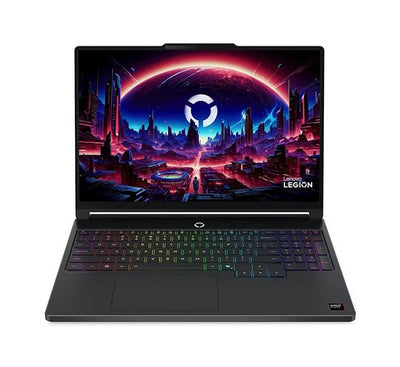 Lenovo Legion 5 15AHP11 gaming laptop in Eclipse Black viewed from the front, showcasing its sleek design and 15.3-inch OLED display.
