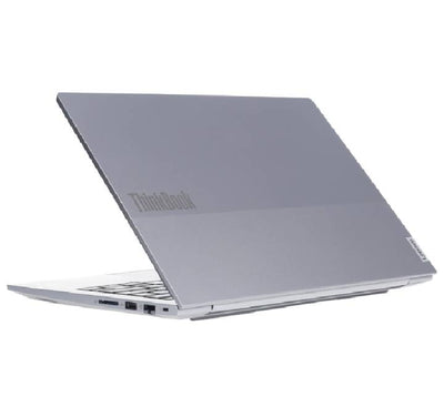 Side view of the Lenovo ThinkBook 14 G8 highlighting Thunderbolt 4, USB-C, HDMI, and Ethernet ports.