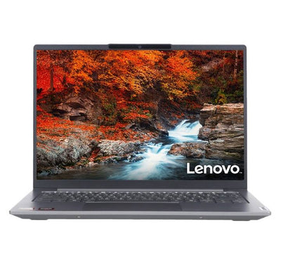 Lenovo ThinkBook 14 G9 AHP laptop in Arctic Gray closed and open showing its professional aluminum chassis.