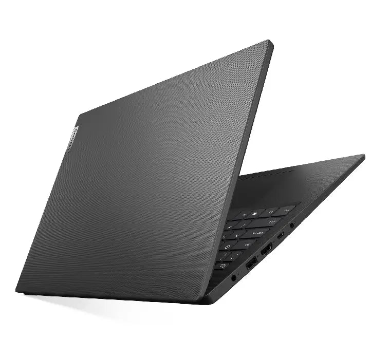 Close-up of Lenovo V15 G6 webcam privacy shutter and spill-resistant keyboard.