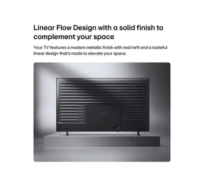 Rear view of the 43 inch LG NANO 4K UHD AI TV highlighting its clean metallic backing, input connection ports, and cable management design.