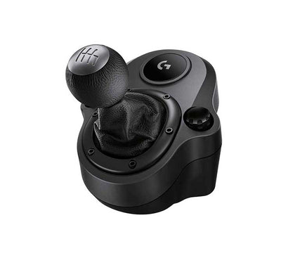 Logitech Driving Force Shifter (model 941-000132) featuring a premium leather-wrapped knob and solid steel gear shaft.