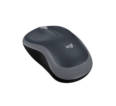 Close-up of the Logitech M185 Wireless Mouse showing the compact USB nano receiver.
