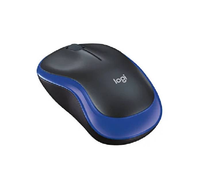 Close-up of the Logitech M185 Wireless Mouse showing the compact USB nano receiver.