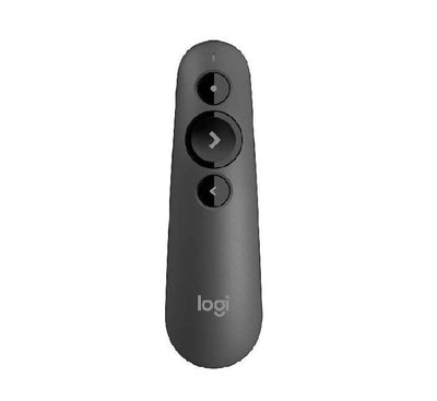 Logitech R500s Laser Presentation Remote in Graphite top angle view