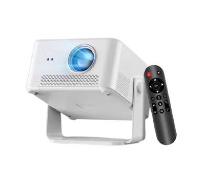 Magcubic HY450Max Mini Projector displaying 1400 ANSI lumens high-definition movie setup in dark room