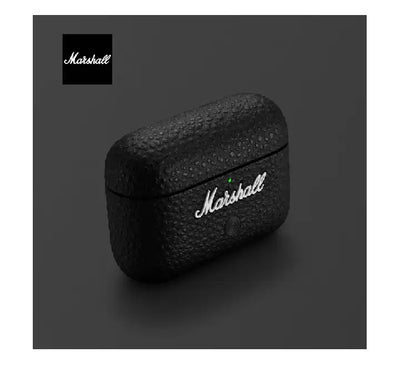 Official retail box packaging for Marshall Motif II Active Noise Cancelling Bluetooth earbuds.
