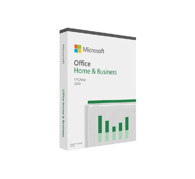 Microsoft Office Home and Business 2024 retail package box front view.