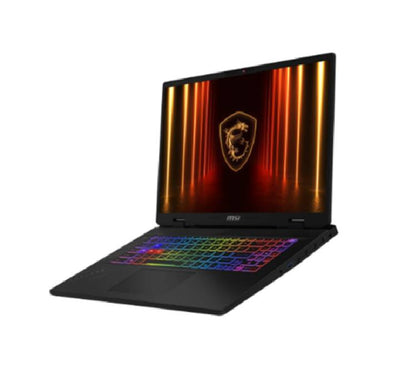 Close-up of the MSI Crosshair A17 HX gaming keyboard showing its multi-zone RGB backlighting and precision key layout.
