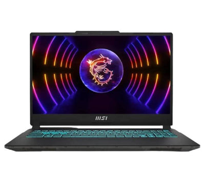 MSI Cyborg 15 A13VEK gaming laptop in Translucent Black showing keyboard and screen