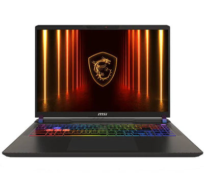 MSI Vector 16 HX AI gaming laptop in Cosmos Gray viewed from an angled perspective, showcasing its 16-inch 240Hz QHD+ display and robust chassis.