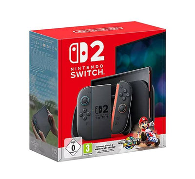 Nintendo Switch 2 console and controllers in the Mario Kart World Bundle