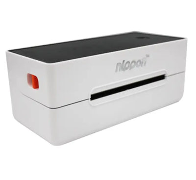 Front view of Nippon RP-421-U direct thermal barcode label sticker printer in White.