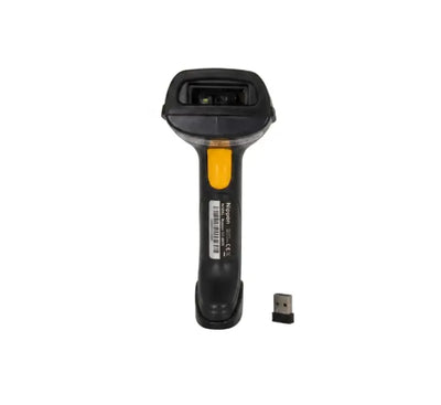 Nippon SC-880S wireless barcode scanner in black with CMOS sensor standing upright.