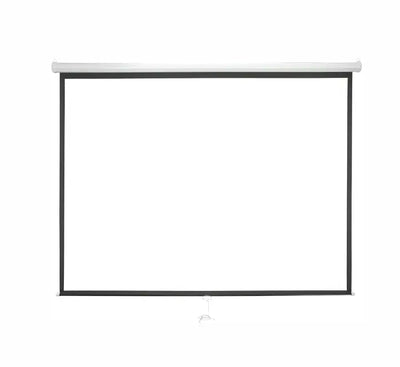 Nippon Wall Mount Series Projector Screen 120x120 inch fully extended in matte white with black contrast borders