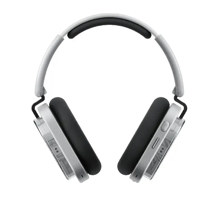 Nothing Headphone 1 over-ear wireless ANC headphones in White showing the transparent structural earcups.