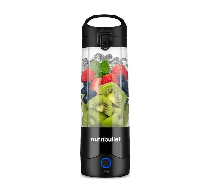 NutriBullet Portable Blender motor base showing USB-C charging port and LED power indicator