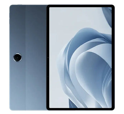 Front and back view of the OPPO Pad SE 128GB WiFi tablet in Twilight Blue showing its 11-inch thin-bezel display.