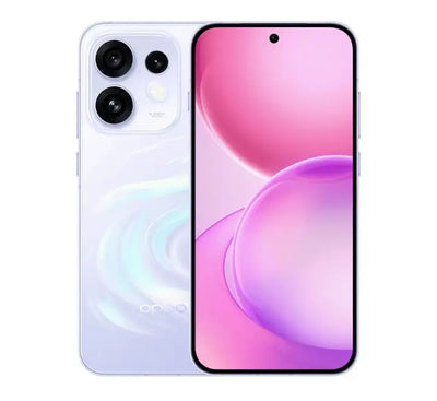 OPPO Reno16 5G 256GB smartphone showcased in Dream Purple, Twilight Violet, and Pop White color options