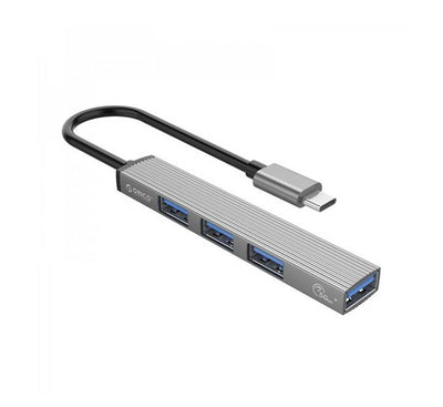 ORICO AHC2-3TF premium mini aluminum 4-in-1 Type-C multi-port expansion hub with TF card reader slot.